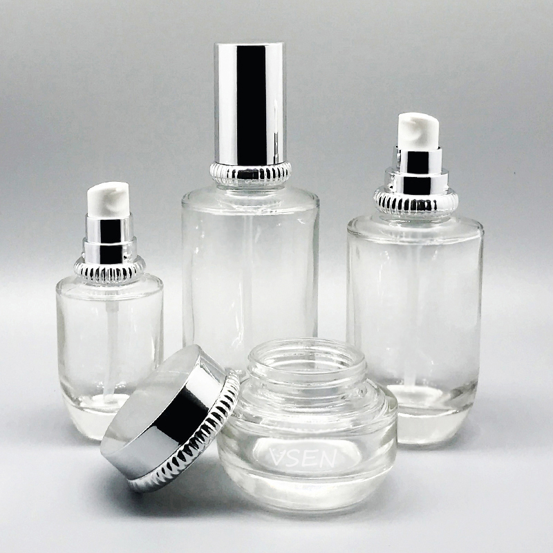 石榴瓶子套装 银色化妆品玻璃瓶现货 乳液按压瓶(图8)